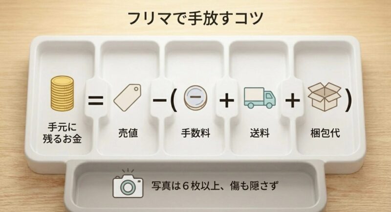 フリマ出品で手元に残るお金の計算式と写真撮影のコツ