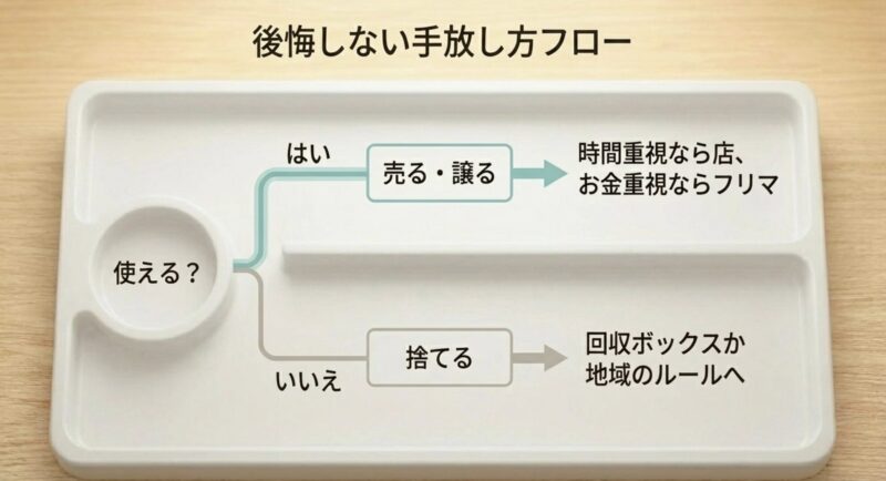 使えるかどうかに応じた後悔しないアミーボの手放し方フローチャート