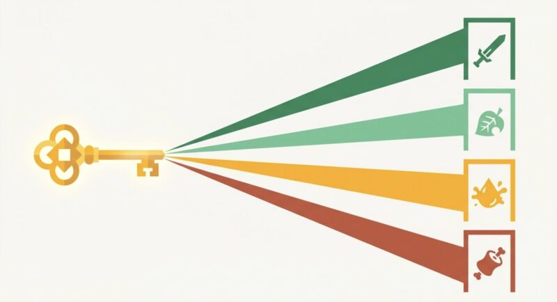 鍵と4つの扉が描かれた図