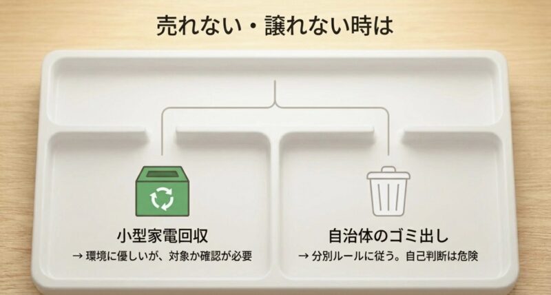 アミーボが売れない時の小型家電回収と自治体のゴミ出しの選択肢