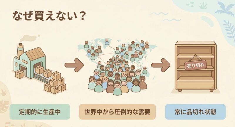 アミーボカードが常に品切れ状態である理由と、ゲーム内で特定の住民を確実に呼べる絶大な効果の解説スライド