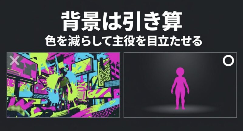 MMDのステージ背景は色を減らす引き算の考え方で主役を目立たせる比較画像