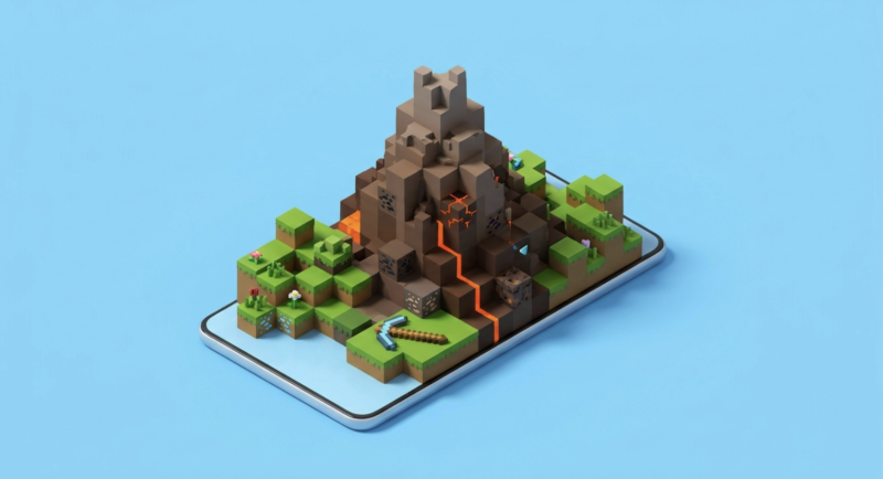 スマホで遊べるマインクラフトの世界のイメージ
