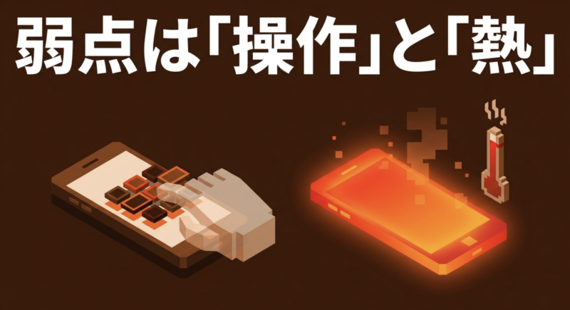 マイクラスマホ版の弱点は操作性と発熱